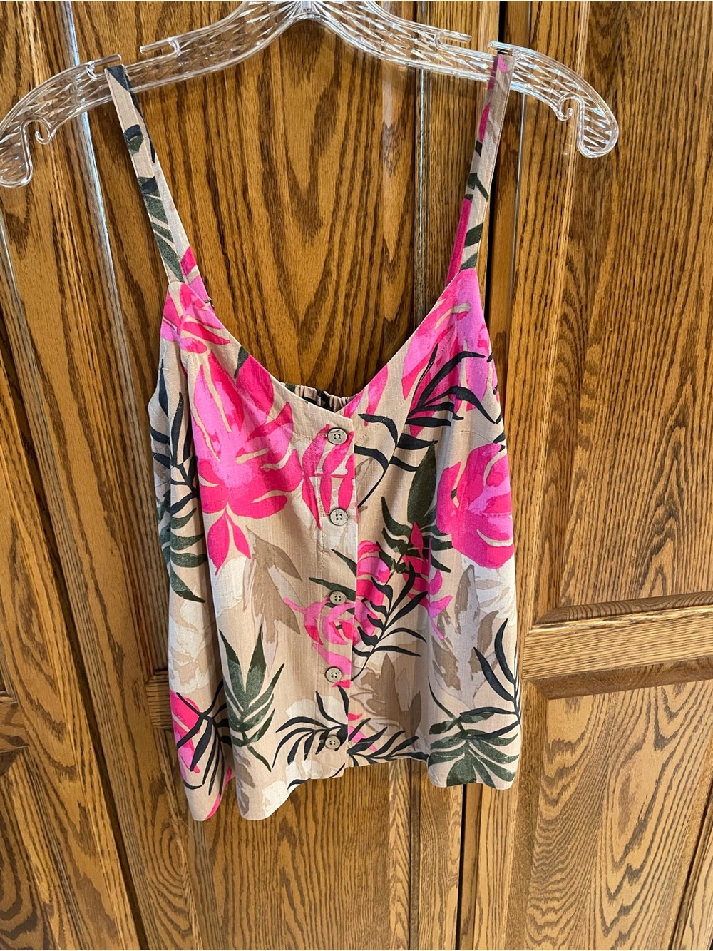 Maurices Pink Floral Button-Front Cami